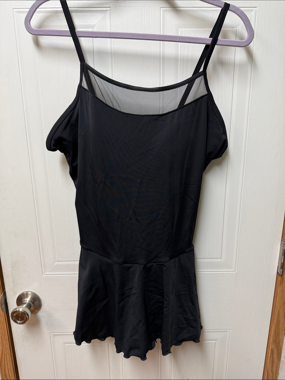 kathy ireland Black Mesh Yoke One-Piece Swimdress